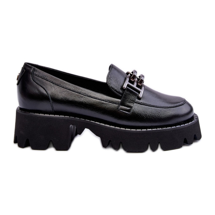Laura Messi Women's Leather Loafers With Decoration Black Lyndani Laura Messi Women's Leather Loafers With Decoration Black Lyndani