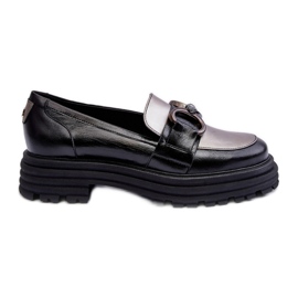 Laura Messi Women's Leather Loafers with Flat Heels, Black Elkiza Laura Messi Women's Leather Loafers with Flat Heels, Black Elkiza