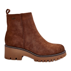 Suede Flat Heel Boots, Insulated, Brown Neafgi