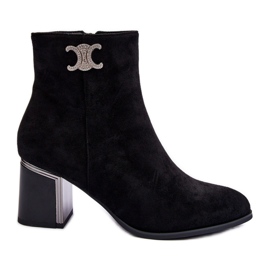 Suede Ankle Boots With Decoration, Black Dwinja