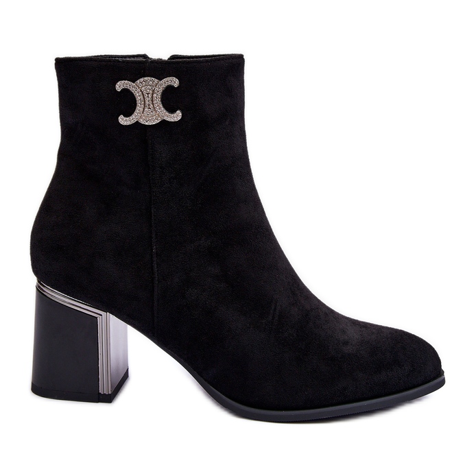 Suede Ankle Boots With Decoration, Black Dwinja