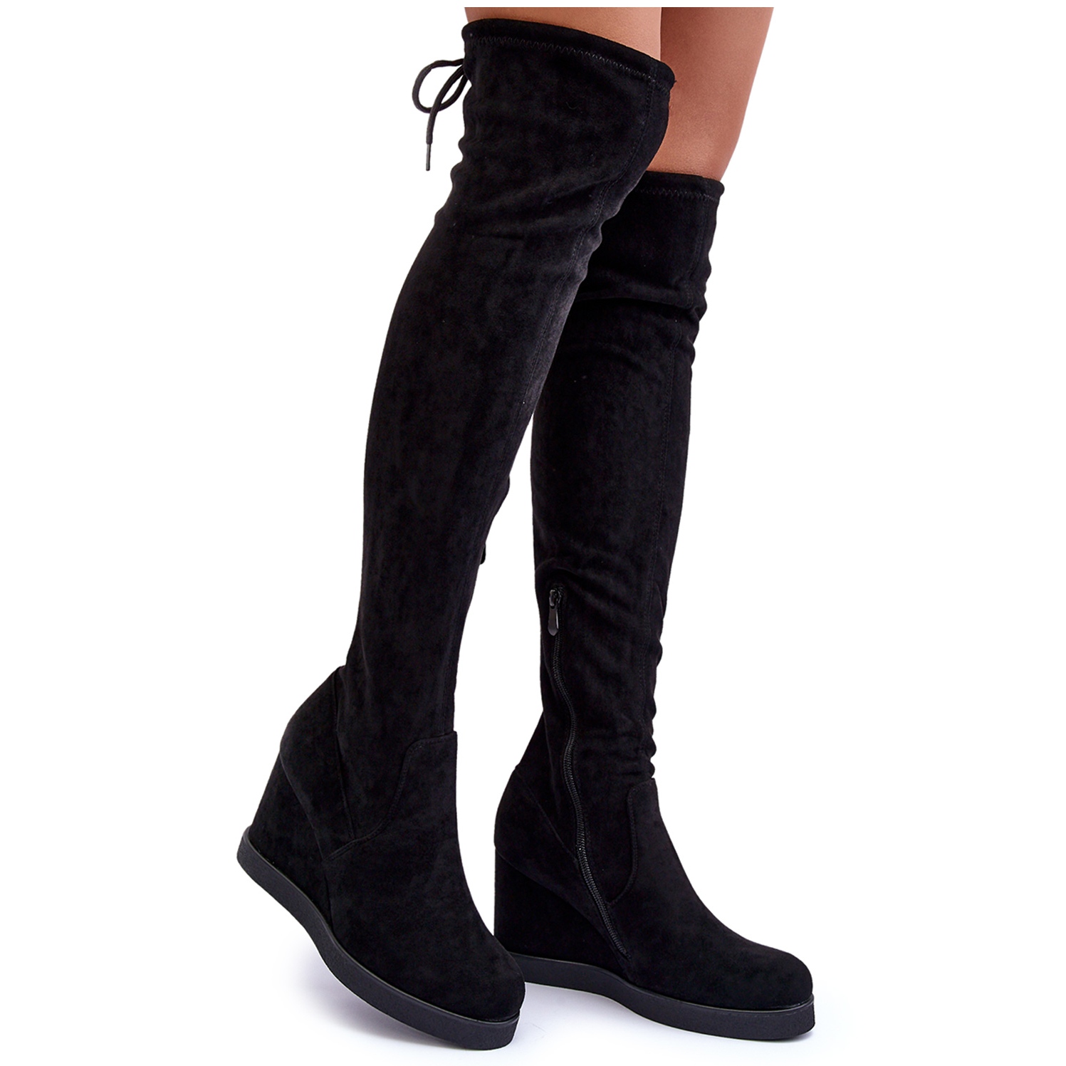 Over the knee suede wedge best sale boots