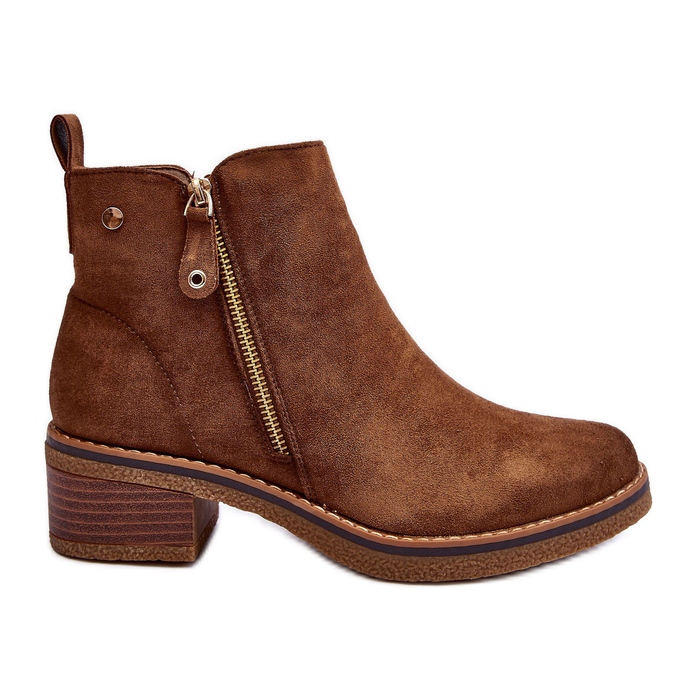 Brown Laurisa suede boots on a low heel
