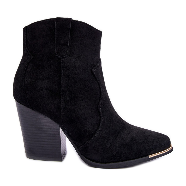 Suede Cowboy Boots with High Heels, Black Lotoune