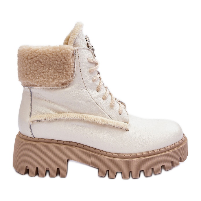 Women's Leather Boots Cream Lemar Vergo beige