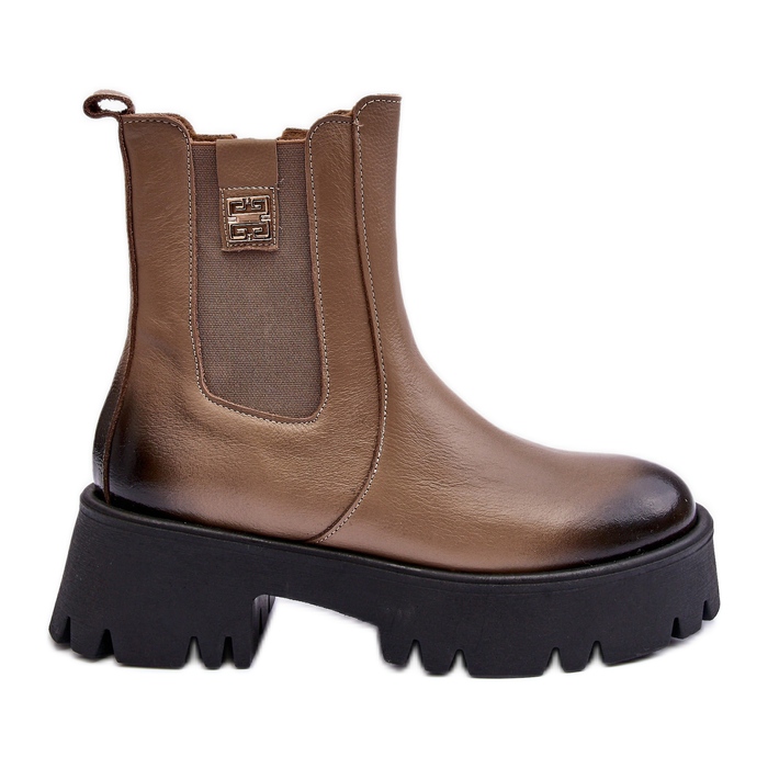 Leather Chelsea boots on a massive platform, beige Lemar Lisencca