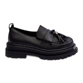 PS1 Leather loafers with a platform and a flat heel, Black Jorne