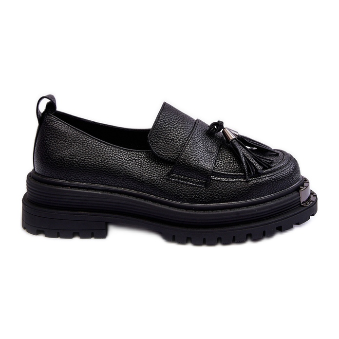 PS1 Leather loafers with a platform and a flat heel, Black Jorne