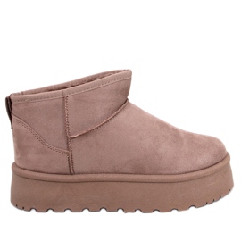 Solnis Khaki platform short snow boots beige
