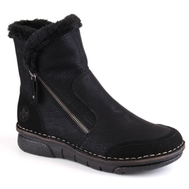 Comfortable, insulated women's boots with fur, black Rieker 73371-00