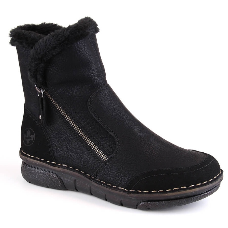 Comfortable, insulated women's boots with fur, black Rieker 73371-00