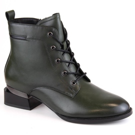 Women's insulated high-heeled boots, green Vinceza 58158