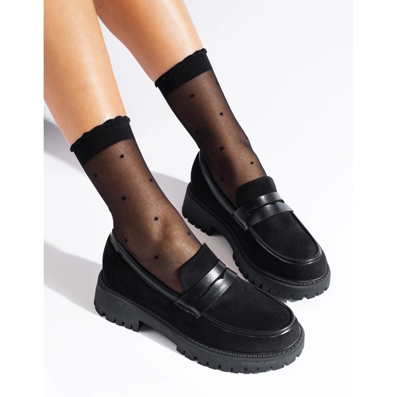 Shelovet women's black suede loafers