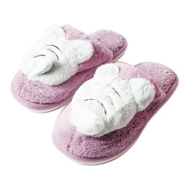 Purple and green soft Bee slippers