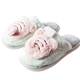 Green and pink soft slippers