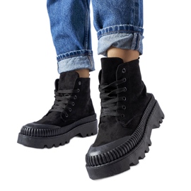 Inna Black Aida eco-suede high-top sneakers