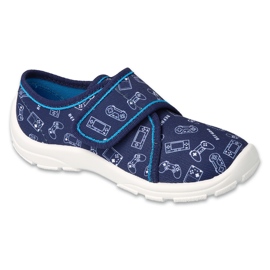 Befado children's shoes with Velcro 974X520 navy blue with applications