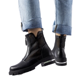 Black openwork Cavour ankle boots