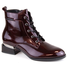 Insulated patent high-heeled ankle boots Vinceza W JAN253B, burgundy red Insulated patent high-heeled ankle boots Vinceza W JAN253B, burgundy red
