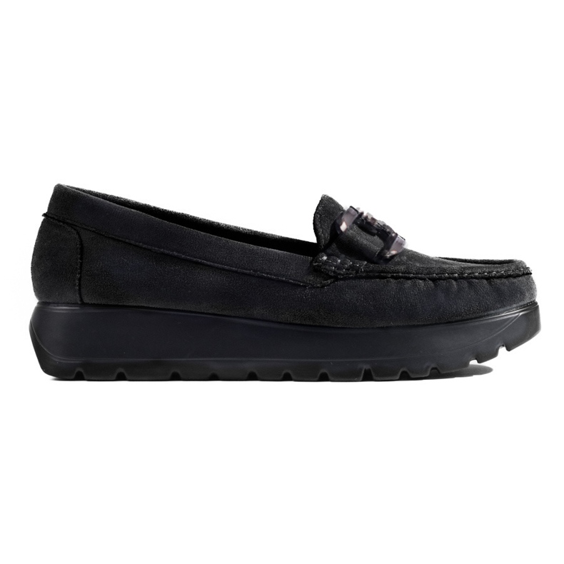 Women's black suede loafers from Shelovet