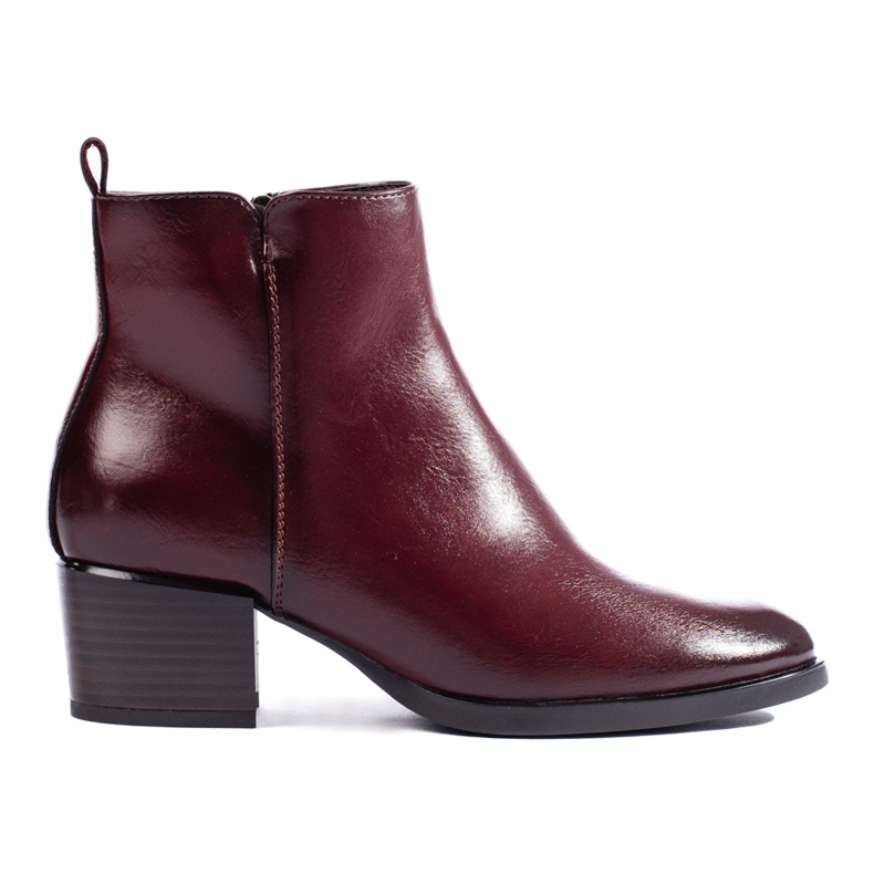 Burgundy ankle boots with a comfortable high heel from Vinceza red