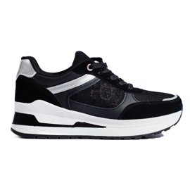Black women's sneakers with a white Shelovet insert