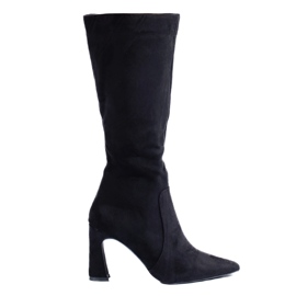 Shelovet black suede women's high-heeled boots Shelovet black suede women's high-heeled boots