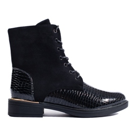 Black women's Shelovet lace-up workers' boots