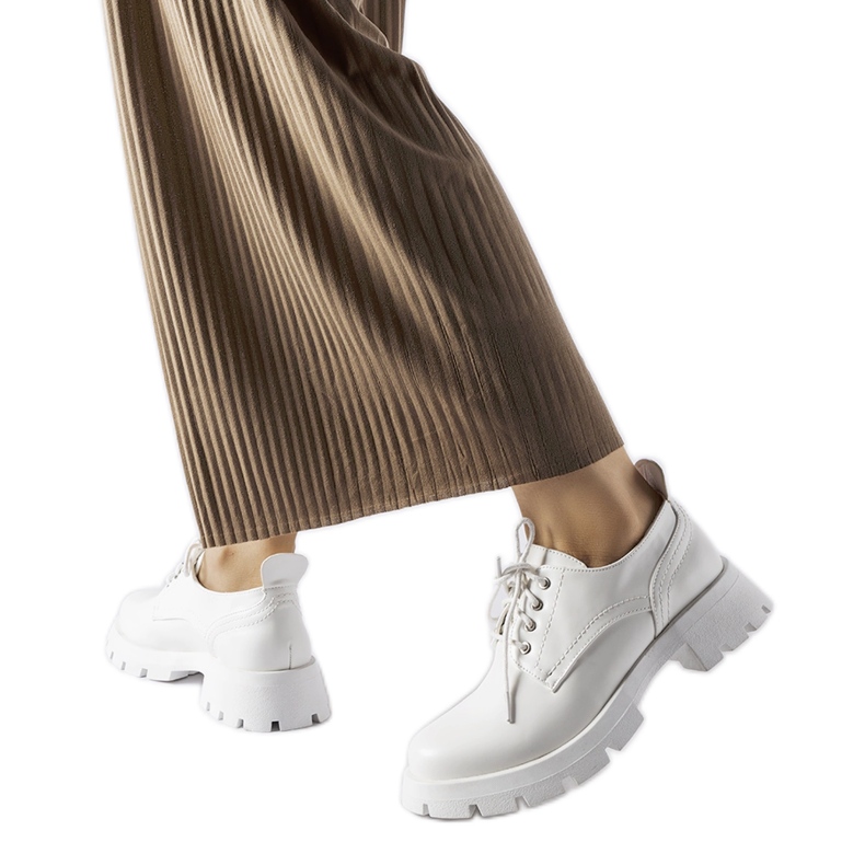 White shoes with a matte Charleston finish