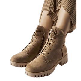 Beige insulated Noha eco-suede boots