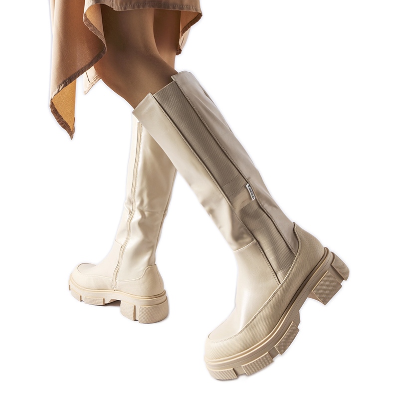 Beige flat over-the-knee boots from Rafah