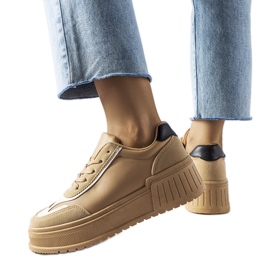 Inna Beige sneakers on a thick platform Seluci VL178P Khaki Inna Beige sneakers on a thick platform Seluci VL178P Khaki