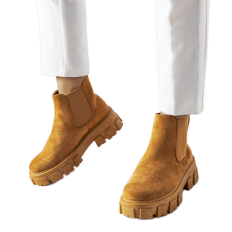 Light brown women's ankle boots by Mooca