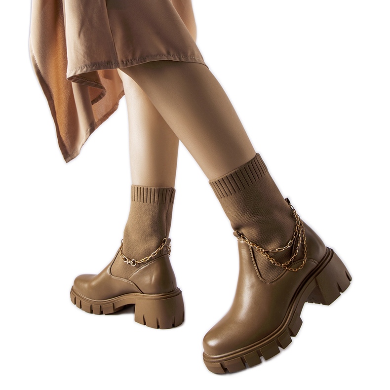 Brown ankle boots with elastic upper Naser Brown ankle boots with elastic upper Naser