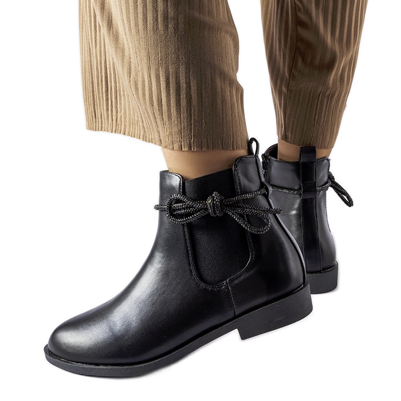 Black classic Chelsea boots with Adua zircons