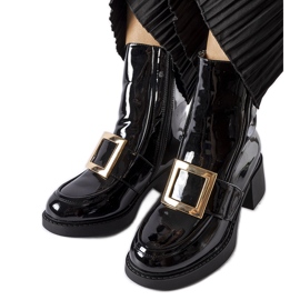 Black patent high-heeled ankle boots by Girardi