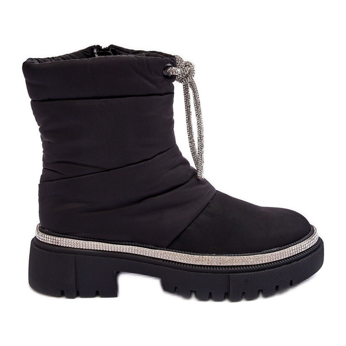 PS1 Black Plotia Decorated Flat Heeled Snow Boots