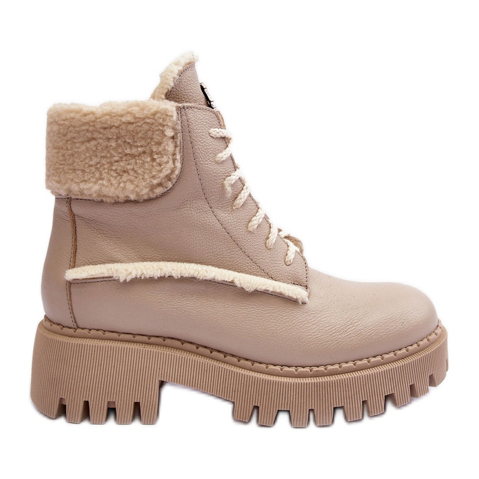Women's Leather Boots Beige Lemar Vergo