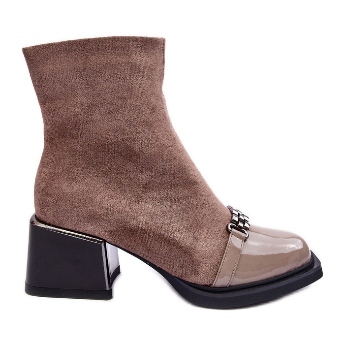 Suede Ankle Boots on a Massive Block S.Barski MR870-70 Beige