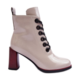 Patent Lace-Up Ankle Boots S.Barski MR870-15 Light Gray grey
