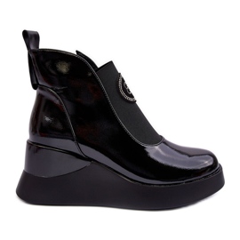 Leather Wedge Boots S.Barski MR870-22 Black Leather Wedge Boots S.Barski MR870-22 Black