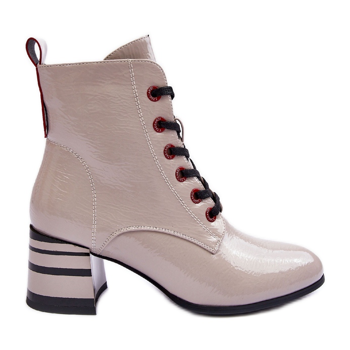 Patent High Heel Boots S.Barski MR870-49 Light Gray grey