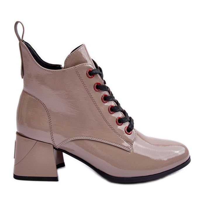 Low Patent Laced Ankle Boots S.Barski MR870-66 Dark Beige