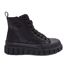 Insulated Leather Sneakers With Zipper Big Star MM274625 Black Insulated Leather Sneakers With Zipper Big Star MM274625 Black