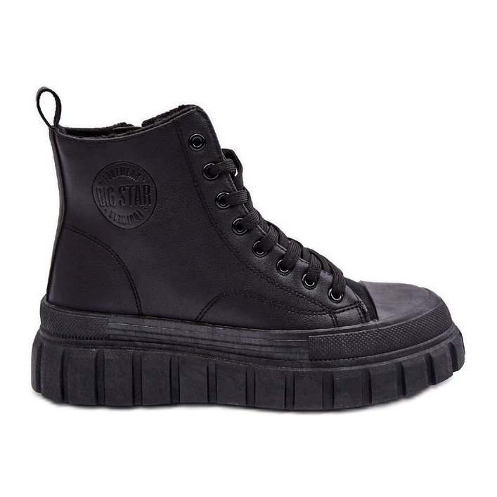 Insulated Leather Sneakers With Zipper Big Star MM274625 Black