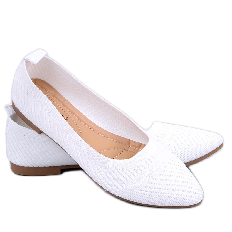 Kayla White woven ballet flats