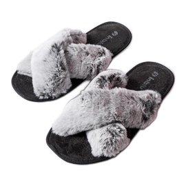 Gray slippers with fur from Domenica grey