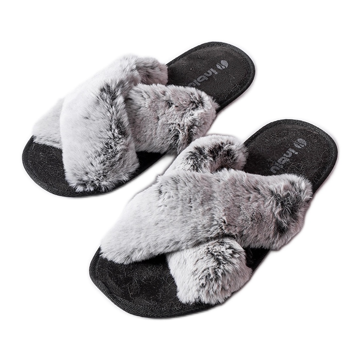 Gray slippers with fur from Domenica grey
