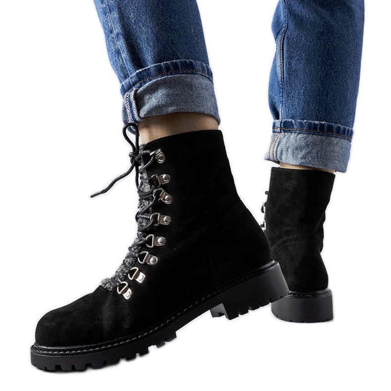 Hayed black eco-suede ankle boots