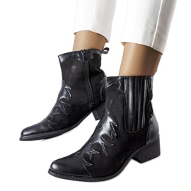 Henriette black cowboy boots with a low heel Henriette black cowboy boots with a low heel